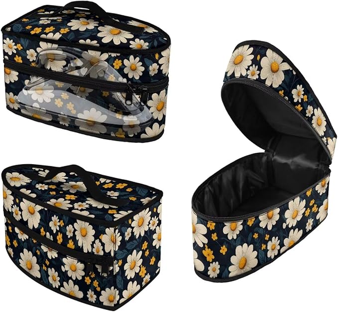 Daisy Flower Print Steam Iron Case Portable Travel Steamer Carrier Bag with Handle Handheld Iron Storage Case Iron Accessories, Case Only