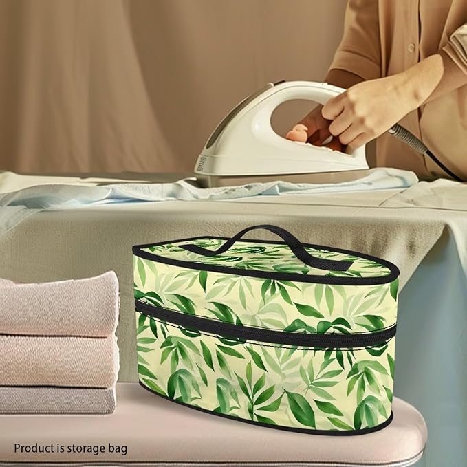 Leaf Print Steam Iron Case Travel Iron Organizer Handheld Steamer Holder with Handle Waterproof Travel Accessories, Case Only