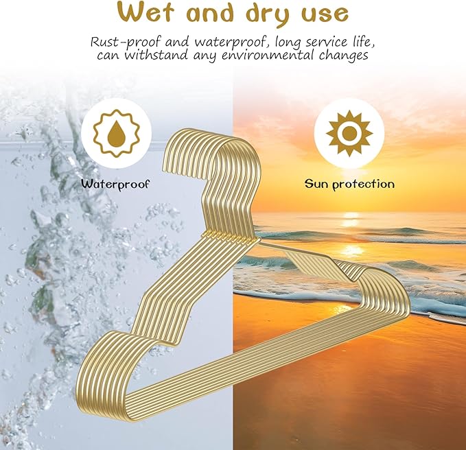 VWV Gold Aluminum Hangers, 20 Pack Baby Hangers?12.6 Inch Children Baby Hanger, Sturdy Metal Children Clothes Hangers for Wardrobe, Space-Saving Toddler Hanger