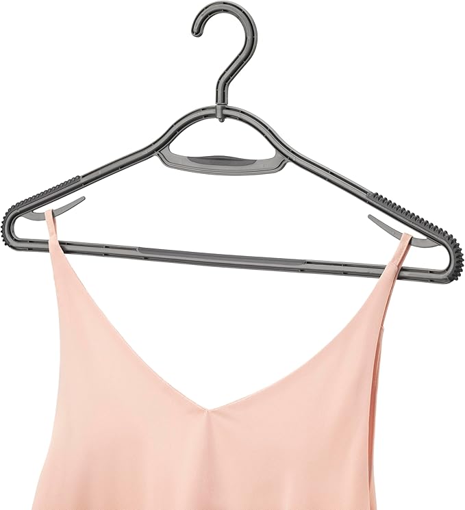 Whitmor Slim Sure-Grip Hangers with Swivel Hook - White and Gray - Set of 20