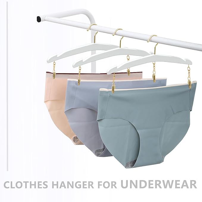 Besser 10 Pack Lingerie Hangers with Gold Metal Clips,Imitation Wood Grain Bralettes Bikini Hangers,Plastic Material Hangers for Bras,Tank Tops,Bralettes, Bikini