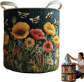 Quilted Laundry Basket, Quilted Laundry Basket with Handles, Boho Fabric Floral Storage, For Bedroom Laundry (#17, 14"L x 14"W x 18"H)