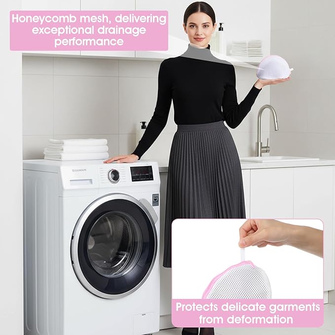 3Pcs Bra Washing Bag for Laundry, Mesh Bra Laundry Bag for Washing Machine Lingerie Washer Protector with Zipper for Underwear and Delicates