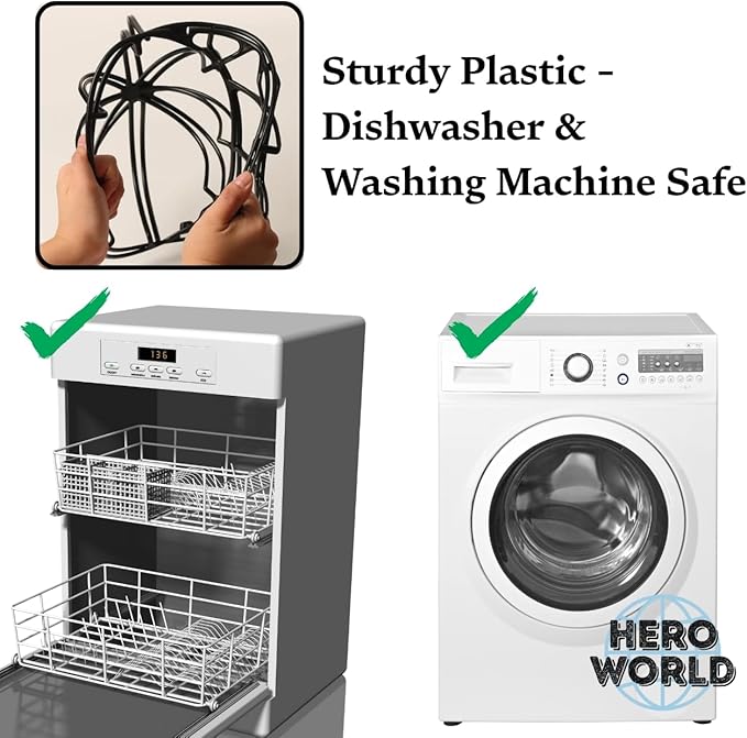 Cap Washer Cage Baseball Cap Shape Protector Hat Washer with Mesh Laundry Bag for Washing Machine Dishwasher Safe 2 Pack (2)
