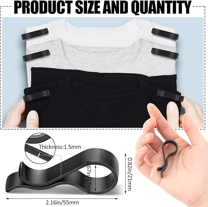 Honeydak 100 Pcs Pant Clips Black Plastic Hanger Clips for Pants, Clothes Pin Fabric Garment Shirt Folding Scarf Hanger Trousers Secured Strut Dress Pack
