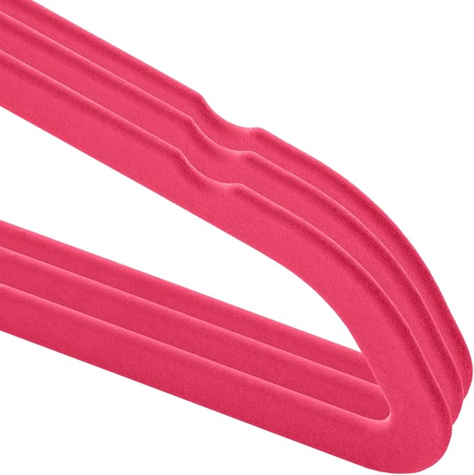 Casafield 100 Velvet Baby Hangers - 11" Size for Infant & Toddler Clothes - Pink