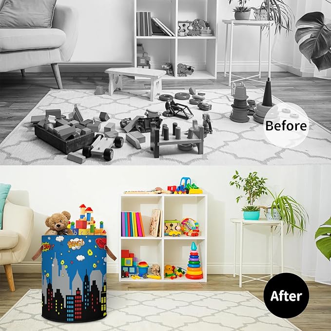 Boys Laundry Hampers for Bedroom Spider Web Collapsible Sturdy Dirty Clothes Basket with Handles for Kids Room Bathroom Living
