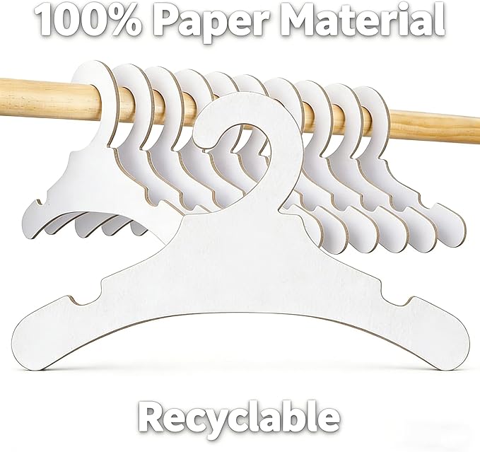 White Recyclable Paper Cardboard Clothes Hangers,9" Toddler Infant Baby Closet Clothes Nursery Non Slip Clothes Rack Hangers 36 Pack