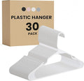 InfiniPower 30 Pack Plastic Hangers, Heavy Duty Hangers with Non-Slip Swivel Hooks for Shirts/Coats/Dresses, White