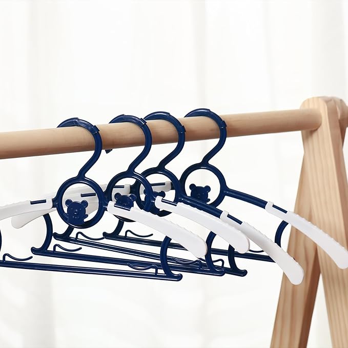 Baby Hangers for Nursery Closet 60 Pack Plastic Kids Clothes Hanger Space Saving Non Slip Extendable Toddler 11-14” Adjustable Hangers Heavy Duty Clothing Infant Hanger Bulk, Deep Blue