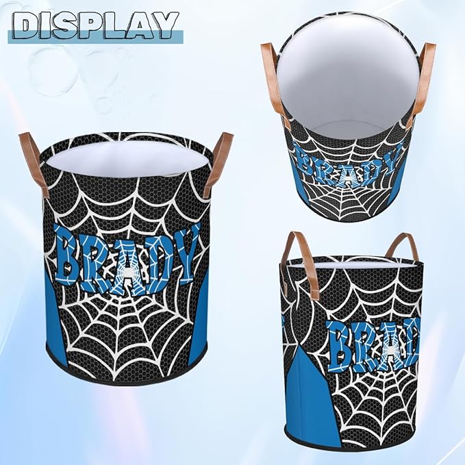Spider Wed Personalized-Laundry-Hamper-Basket for Kids Custom Name Collapsible Storage Organizer Bin Dirty Clothes Toys Hamper for Boys Nursery in Laundry, Bedroom, Bathroom Wed-6