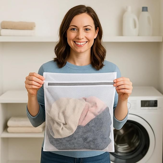 Kimmama Laundry Mesh Wash Bags, Lingerie Bags for Washing Delicates, Mesh Laundry Bags for Washing Machine, White Net, Grey Zipper, 2XXL (Pack of 2)