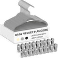 Soaoo 40 Pcs Baby Velvet Clips with 20 Baby Velvet Hangers, Pants Hangers Strong Finger Clips, Non Slip Kids Hanger for Kids, Toddler, Children's Closet & Nursery Closet (Grey)
