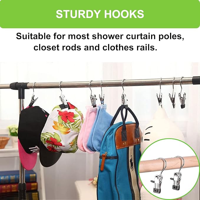 Laundry Hooks Hanging Clips Clothes Pins Closet Hanger Organizer Clamps Socks Towel Clips Heavy Duty Clothespins Bulk Hanger Clips for Closet Travel Pants Socks Handbags, 50 Pack