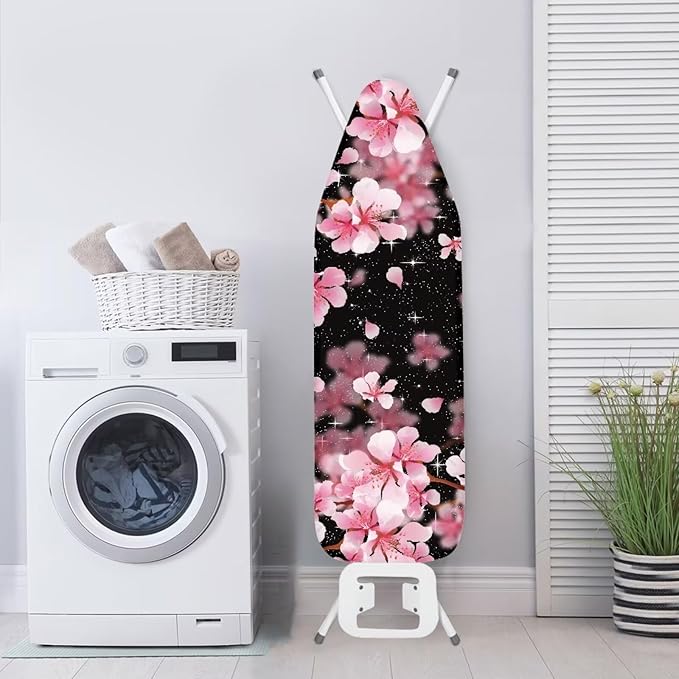 GLENLCWE Pink Cherry Blossom Ironing Board Cover Standard Sizes 15x54 Inch Polyester Iron Board Cover Padding Replacement Protector with Elastic Edge,Home Decoration