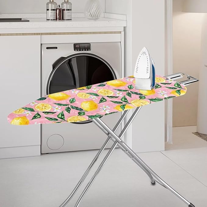 Lemon Ironing Board Cover, Elastic Edge, Heavy Duty Iron Pad Covers Standard Boards Full Size Scorch Resistant Padding, Pink