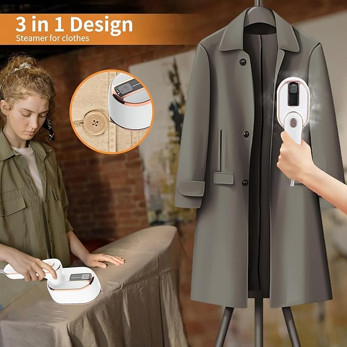 Mini Steam Iron for Clothes, Travel Steamer for Clothes Portable, Micro Steam Iron Mini Handheld Steamer Support Dry And Wet Ironing for Home Travel (White) (Off-white)