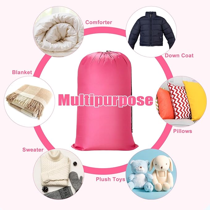 Nuogo 20 Pcs Laundry Bag Washable Travel Laundry Bags with Drawstring Lock Closure Large Heavy Duty for Camping Tent Blankets Dirty Clothes Yarn Fabric Storage, Multi Use(Pink, Blue)