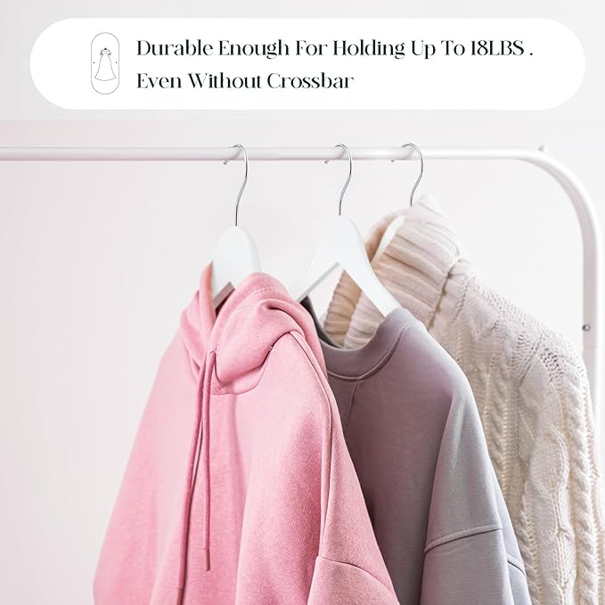 White Wooden Hangers - 20 Pack - Durable & Ideal for Everyday Use & Wedding
