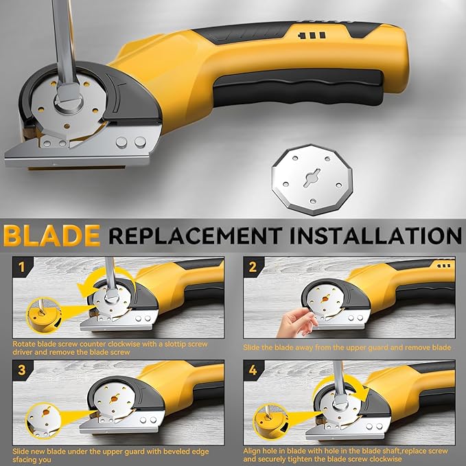 HomeBeyond High Speed Cardboard Cutter, Box Cutter Fabric Scissor with Safety Lock, LED Light & Replacement Blade, Rechargeable Cordless Electric Scissors for Cardboard, Fabric, Leather, Carpet