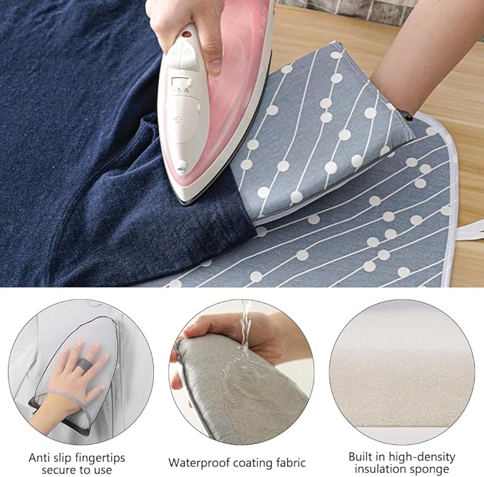 OLizee® Hanging Over Door Ironing Mat with 5 Hooks Clothes Ironing Mat Ironing Press Pad Garment Steamer Ironing Glove Ironing Scorch Mesh for Home and Travel Use