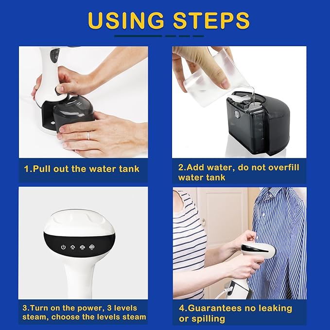 Steamer for Clothes, Quick Heat Up Handheld Garment Steamer, Portable Colthes Fabric Wrinkles Remover, Travel Steamer Iron for Home