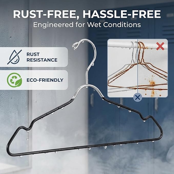24-Pack Metal Hangers with Shoulder Notch - Heavy Duty Wire Clothes Hangers, Ultra-Thin Stainless Steel, Non-Slip, Space-Saving Coat Hangers for Home, and Hotels - Rust-Resistant and Durable