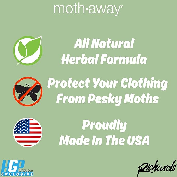 Richards Homewares Moth Away Herbal Non Toxic Natural Repellent, Count, 24-Sachets