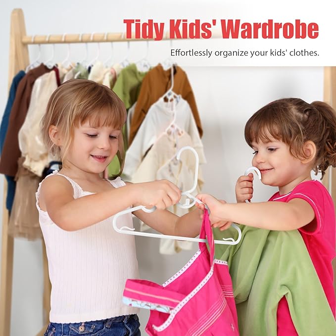60 Pack Baby Clothes Hangers - Toddler Hangers for Kids 11.4" x 6.7" Premium PP Material Stackable with Anti-Slip Grooves, Baby Hanger for Infant Onesie Towels Standard Closet Hanger, White