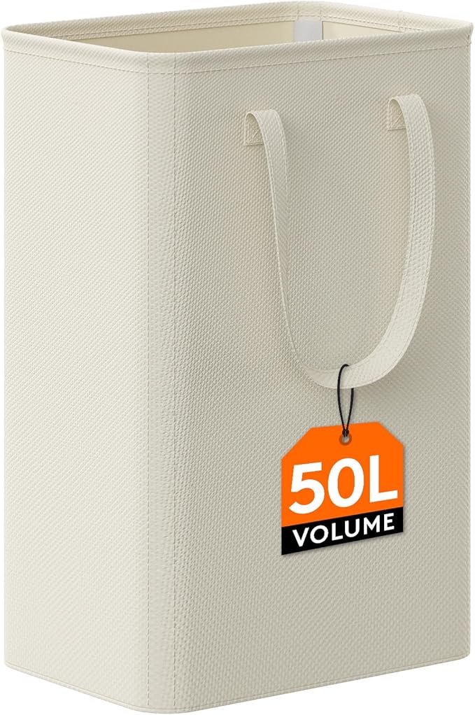 Lifewit Small Narrow Hamper with Handle,50L White