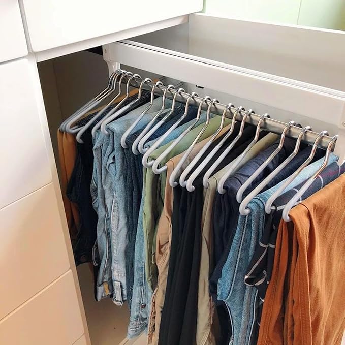 Pull-Out Clothes Hanger, Closet Rod Organizer Rack - White, 30cm (11.81in)