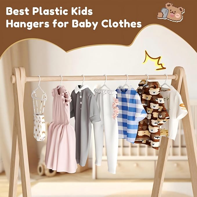 Plastic Kids Hangers - 150 Pack Non-Slip Baby Clothes Hangers for Closet, Toddler & Newborn Clothing Pants, Skirts, Coats (White)