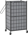 WOWLIVE Laundry Hamper with Wheels,Metal Wire Frame Rolling Laundry Basket with Removable bag,100L Dirty Clothes Hamper Organizer Dorm Room Storage for Bedroom,Bathroom,Grey