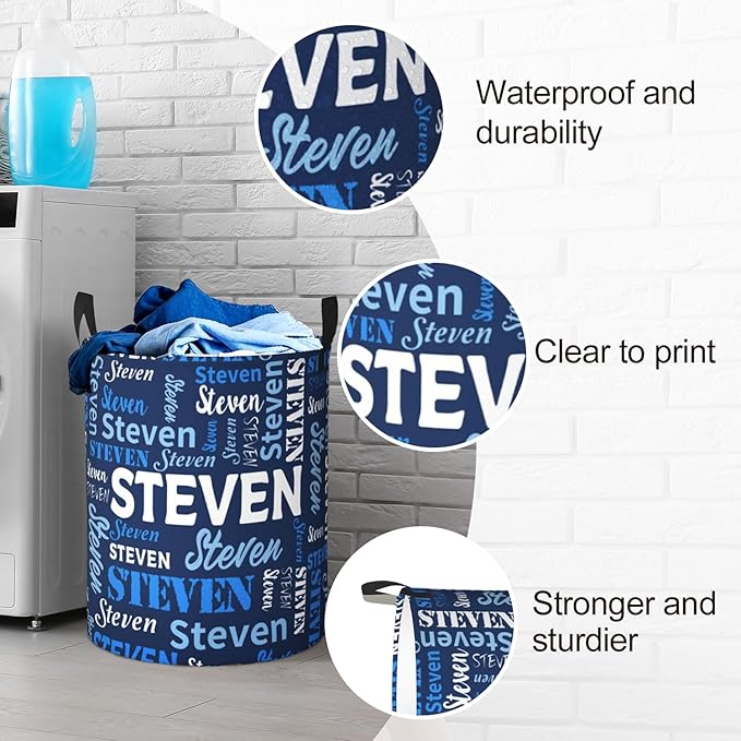 Custom Name Laundry Basket, Personalized Collapsible Laundry Hamper with Name for Bathroom Bedrooms, Customized Dirty Clothes Hamper Storage Basket Gifts for Kids Boys Girls Baby Men Women