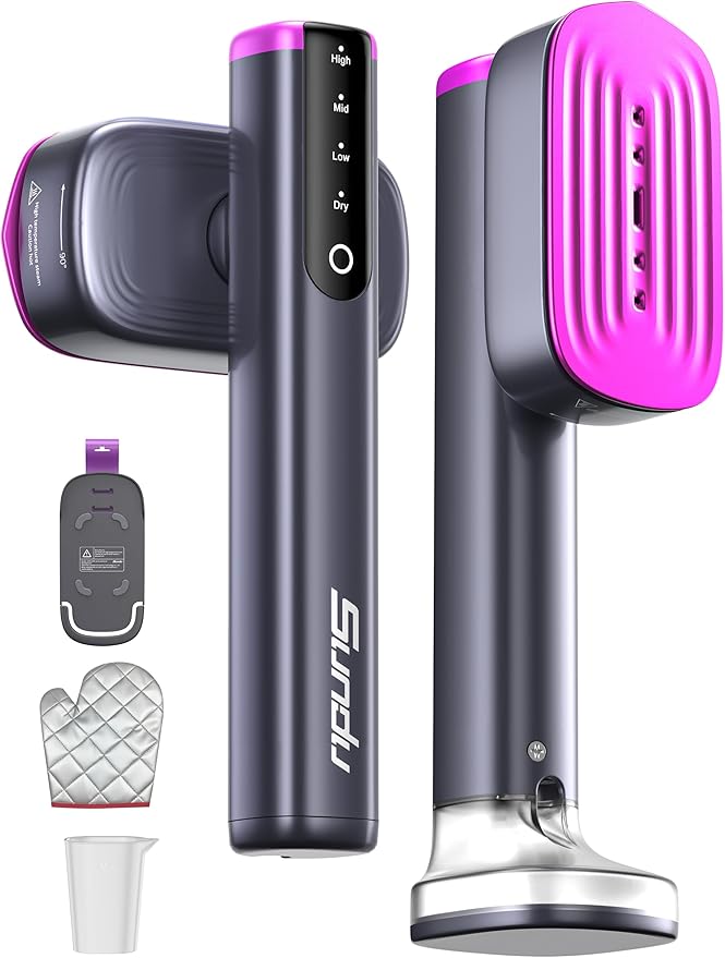 Travel Steamer for Clothes, with 2 Water Tanks (180 ml and 100 ml), Fast Heating, 24g/min Strong Steam, Mini Clothes irons LED Touch Display Dry Ironing, 1200W Portable Steamer ＆ Iron 2 In 1 HUISE