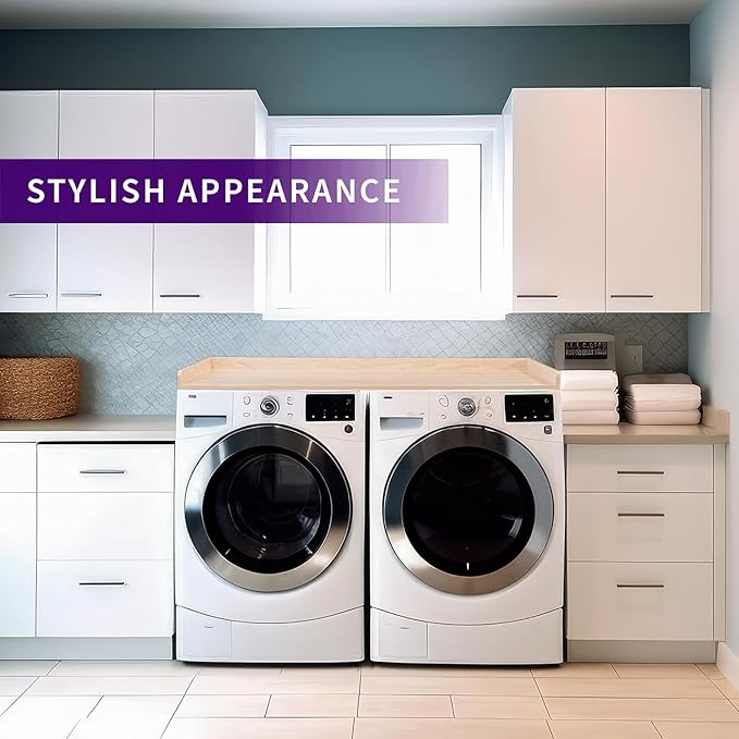 Life Finds 54 inch Washer Dryer Countertop with Safety Ledge for Laundry Room Organization, Light Wood, LF-WDCT1C