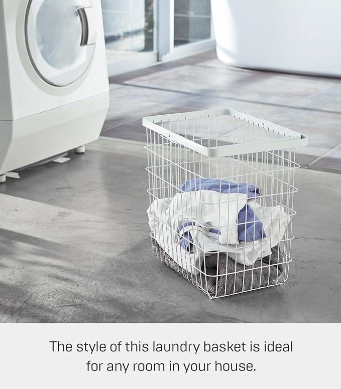 Yamazaki Home Tower Laundry Basket - Storage Hamper, 15" - Steel - 8.75 Gallons, 33 Liters