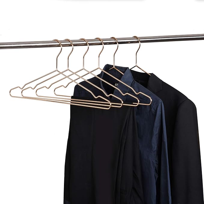 17 Inch Heavy Duty Slim Metal Clothes Hanger for Shirts, Blouses, Coats, Suits, Wedding Dresses - Space Saving, Rose Gold, 20 Pack