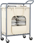 Laundry Basket with Wheels,150L Large Rolling Laundry Hamper, Heavy-Duty Laundry Cart Sturdy Metal Frame with Handle, Minimizes Bending Easy Access Clothing for Bedroom, Bathroom, Laundry Room (Beige)