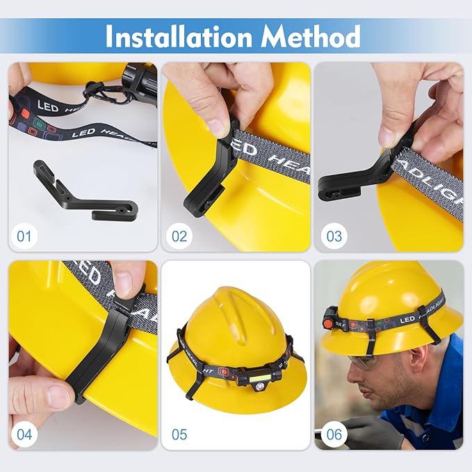 Hard Hat Light Clips Hard Hat Accessories for Headlamp Anti-Slip Stable Hardhat Headlamp Light Clips