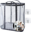 Collapsible Laundry Basket, Mesh Bag with Handles, Foldable Laundry Bag, Breathable Folding Beach Bag,Space-saving Tote Bags for Laundry, Bathroom, Dorm or Travel (Gray, 45L)