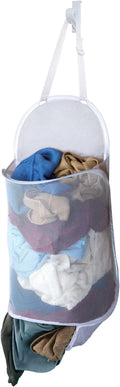 Smart Design Deluxe Mesh Over The Door Pop Up Hamper w/ Hook & Adjustable Strap - VentilAir Mesh Material - for Laundry & Clothes - Home - (Holds 3 Loads) (17 x 28 Inch) [White]