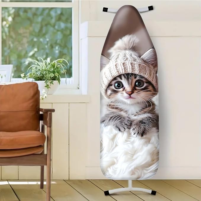 Nuxovilar Cute Cat with Knit Hat Ironing Board Cover, 15 * 54inch, Fits Most Standard Boards, Ironing Accessory, Home Decor