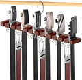 Belt Hanger for Closet Max 42 Belts, 2-in-1 Wall Mount Belt Organizer with 360° Rotating Hooks, Wooden Tie and Belt Rack for Closet Accessories Organizers and Storage, Walnut Wood