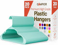 Plastic Clothes Hangers – Heavy Duty Hanger Set, for Organizing Clothes, Dresses, and Coat, Holds Up to 5 lbs, Space-Saving Hangers with Non-Slip Shoulder Grooves, Pack of 20, Aqua