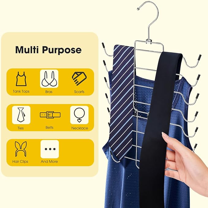 2 Pack Bra Hanger,Tank Top Hanger Space Saving,Closet Organizers and Storage,Bra Hangers for Closet Organizer,Organization and Storage for Sport Bras,Camisoles,Bathing Suit,Belt,Tie,etc,Silver