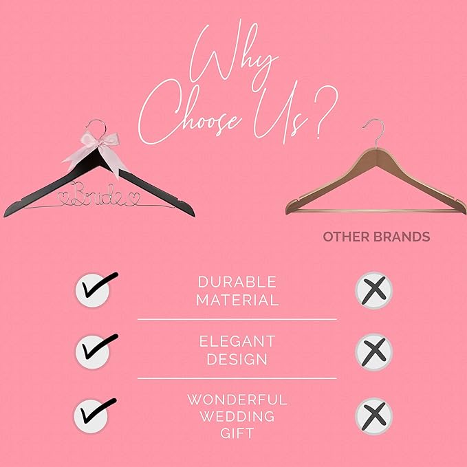 Bride Hanger for Wedding Dress, Wooden Gown Display with White Finish, Elegant Keepsake for Ceremony Photos, Bridal Shower Gift, Getting Ready Accessory for Special Day(Anatto Wood)
