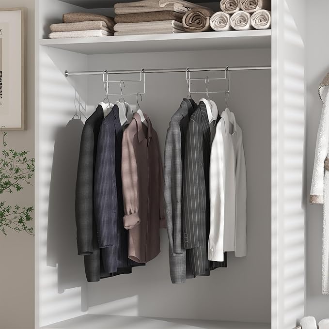 Space Saving Hangers for Clothes: 3 Pack 8 inch Magic Hanger Closet Organizer Metal Heavy Duty Hangers for Shirt Coat Pants Skirt Sorting Storage - Sliver