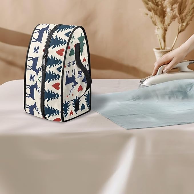 Iron Storage Case for Travel or Storage Easy to Store and Carry Iron and Other Small Items Steam Iron Storage Bag, Christmas Tree Elk