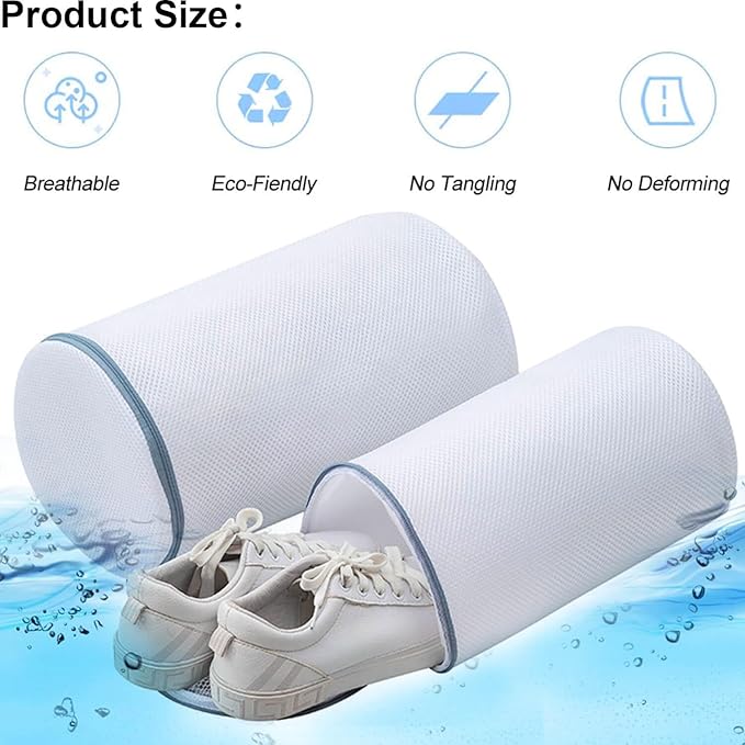 Big Shoes Wash Bags,Sneaker Mesh Washing Bag,Shoe Cleaning Laundry Bag,Gray Zipper,125 Honeycomb Fabric,Large Size,Pack of 4 for Gym Shoes,Sneaker,Slipper(4Shoe Bags 15x7x7in)